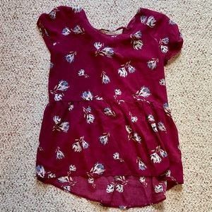 Burgundy Flowered Top